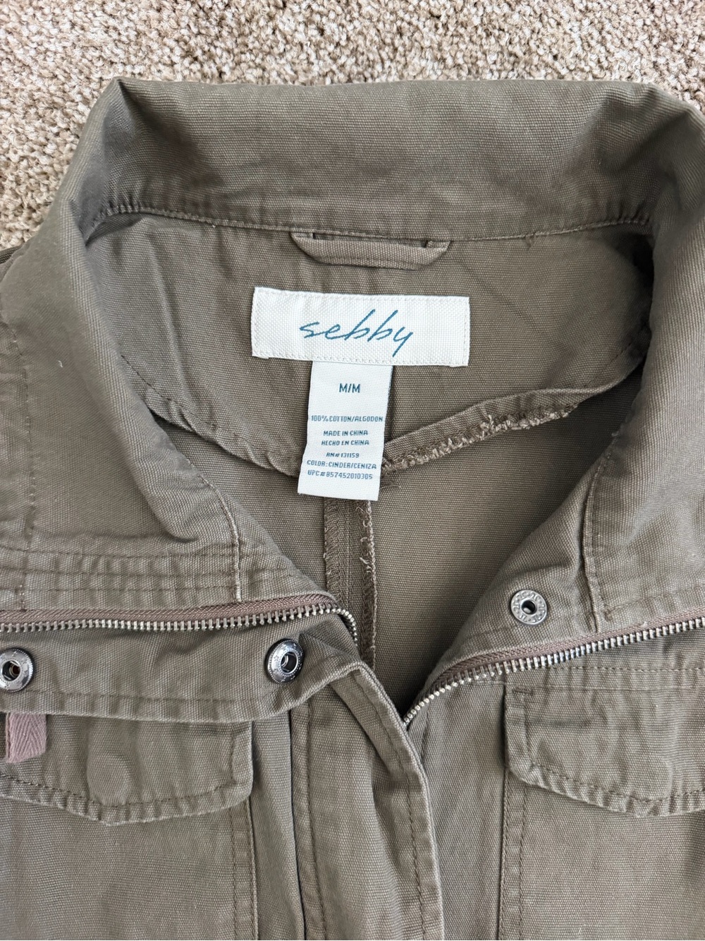 Sebby Olive Utility Drawstring Vest - Picture 6 of 9